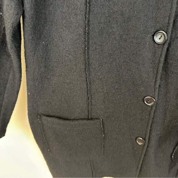 Chico's Black 100% Wool Women's Button Front Peacoat Coat Size Large (Chico's 2) - Picture 3 of 6